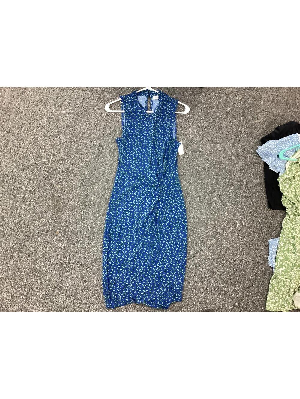 Bright Blue Floral Sleeveless Midi Dress